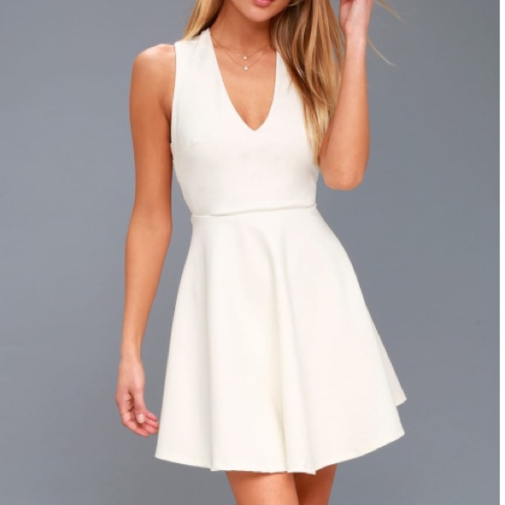 Lulu’s Going Steady white skater dress sz S